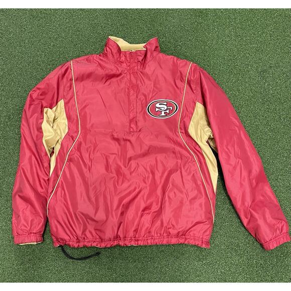 Vintage NFL San Francisco 49ers Red Gold Reversible Jacket XL Pullover - Picture 1 of 5